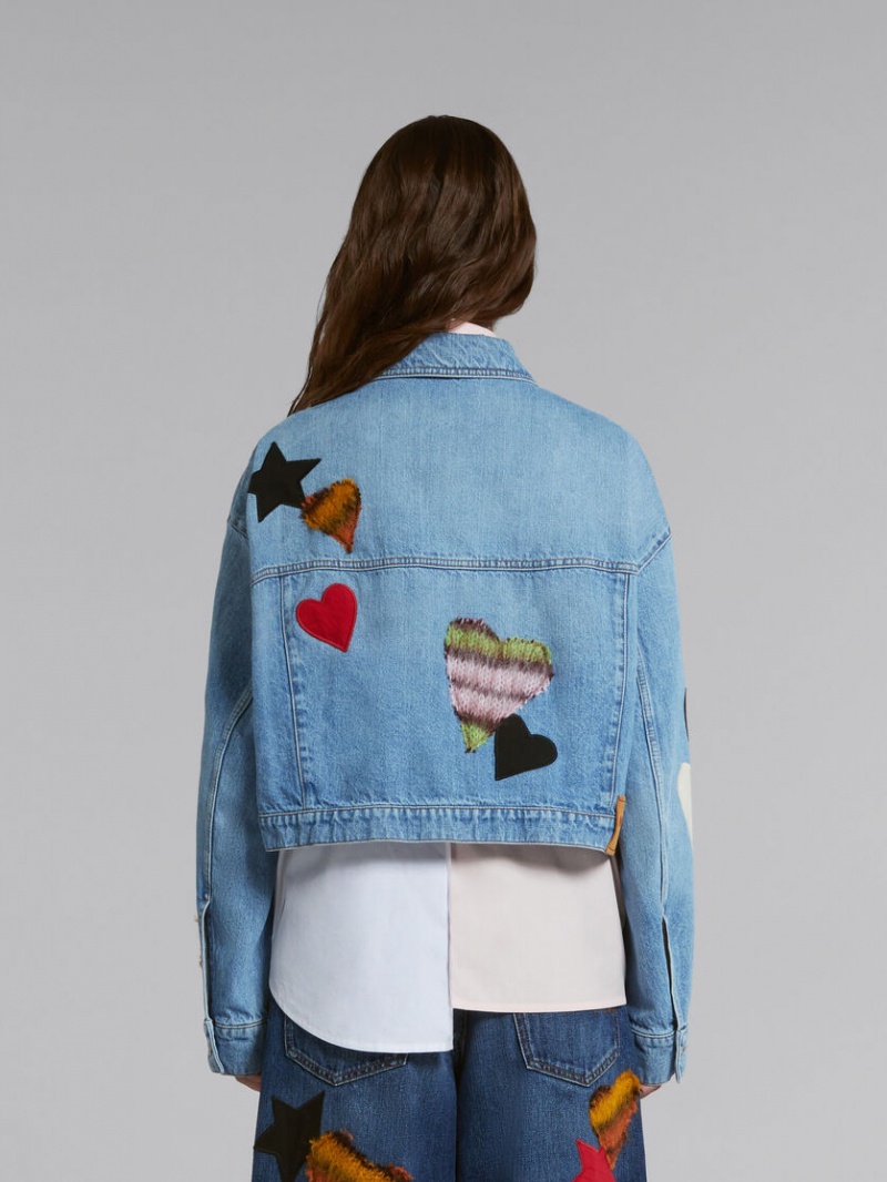 Marni Denim Jacket With Patches Azules | MXDFL21672