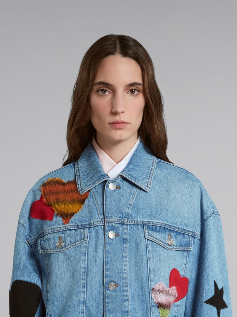 Marni Denim Jacket With Patches Azules | MXDFL21672