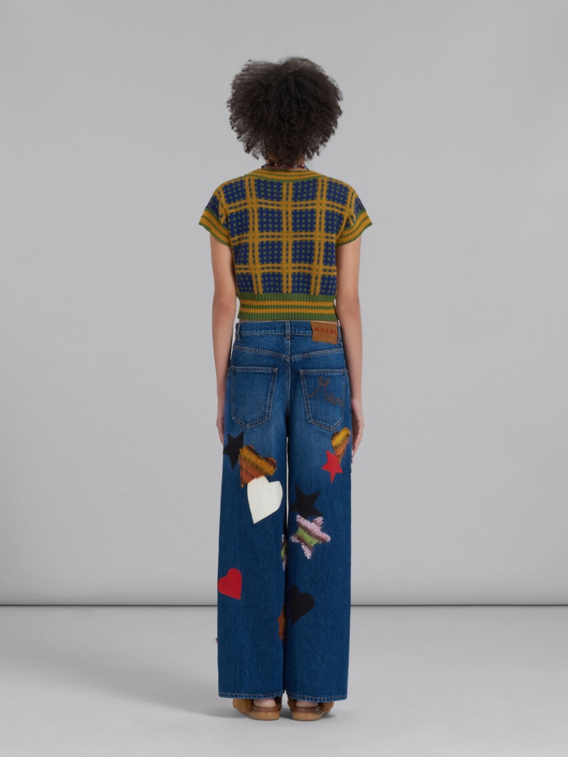 Marni Denim Trousers With Patches Azules | ZMXMJ84503