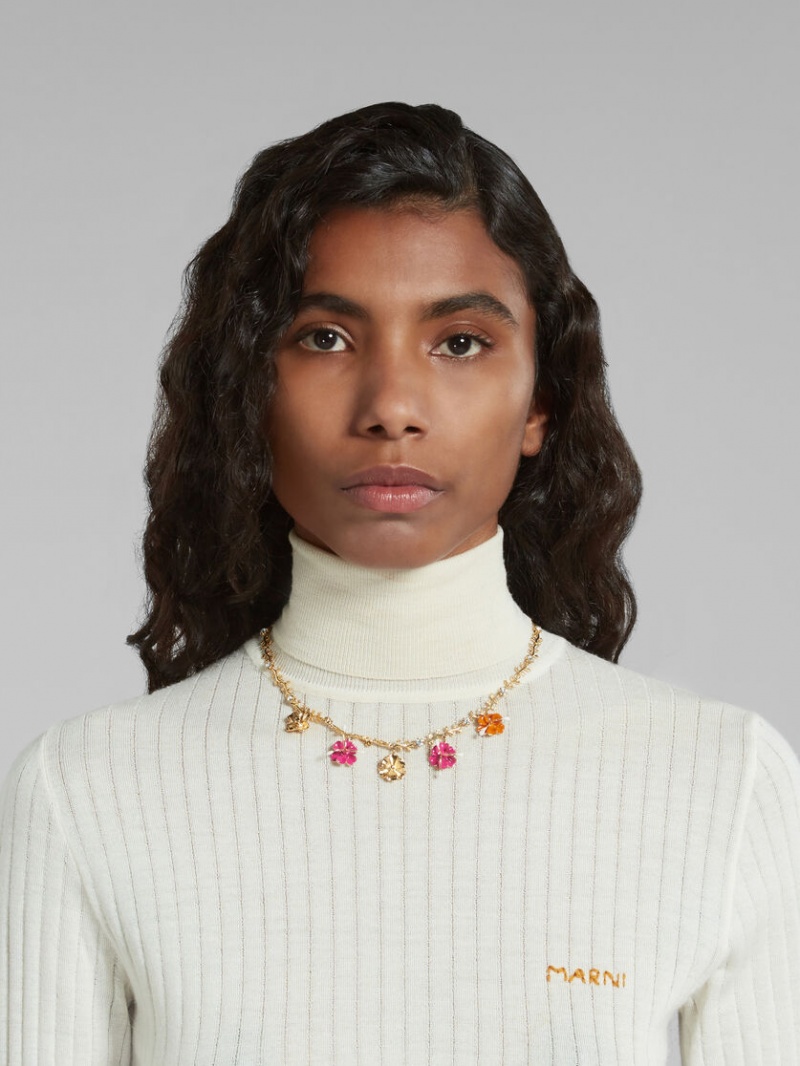 Marni Enamelled Flower Charm Necklace Flores | MXICD58820