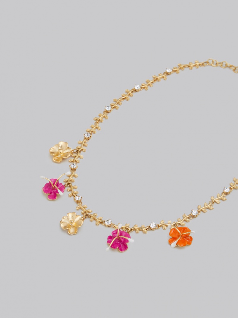 Marni Enamelled Flower Charm Necklace Flores | MXICD58820