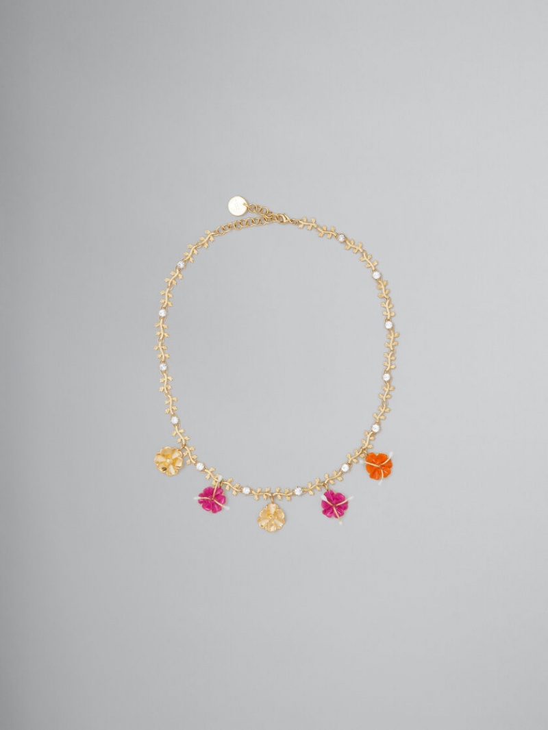 Marni Enamelled Flower Charm Necklace Flores | MXICD58820