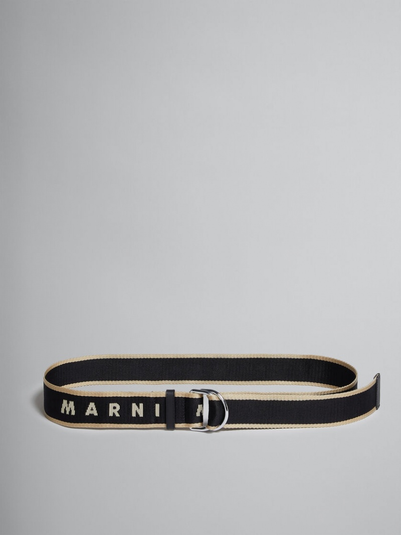 Marni Fabric Slider Belt With Logo Negros | MXXMI97400