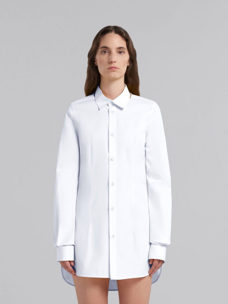 Marni Fitted Poplin Shirt With Balloon Sleeves Blancos | EMXVG24010