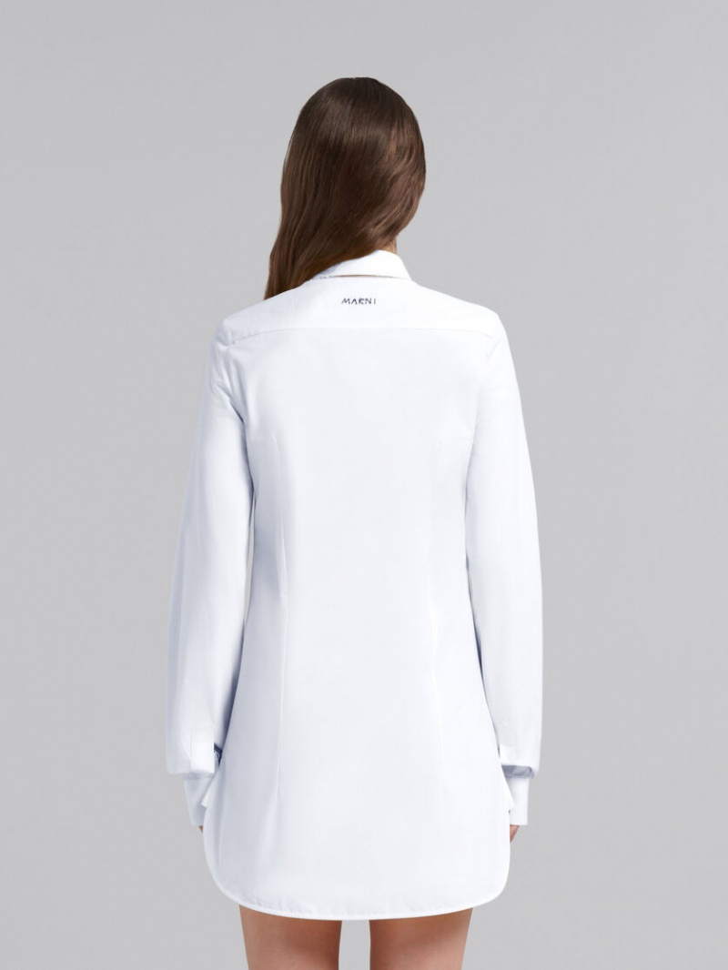 Marni Fitted Poplin Shirt With Balloon Sleeves Blancos | EMXVG24010