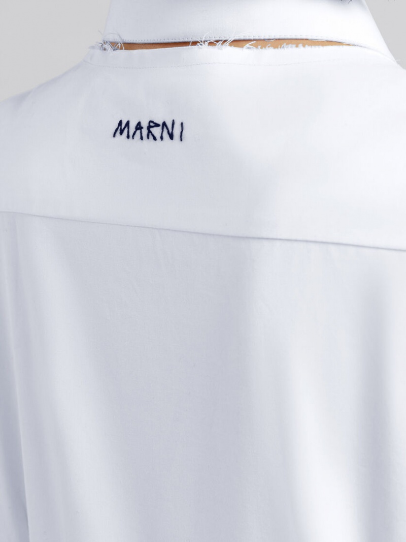 Marni Fitted Poplin Shirt With Balloon Sleeves Blancos | EMXVG24010