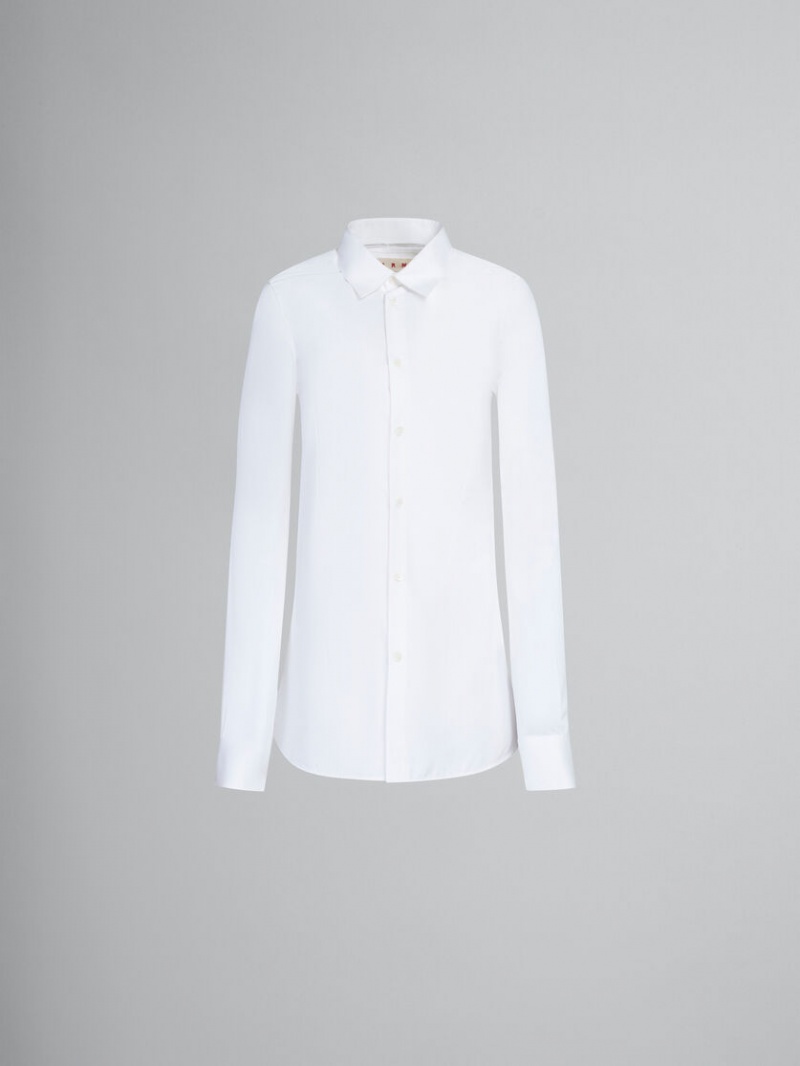 Marni Fitted Poplin Shirt With Balloon Sleeves Blancos | EMXVG24010