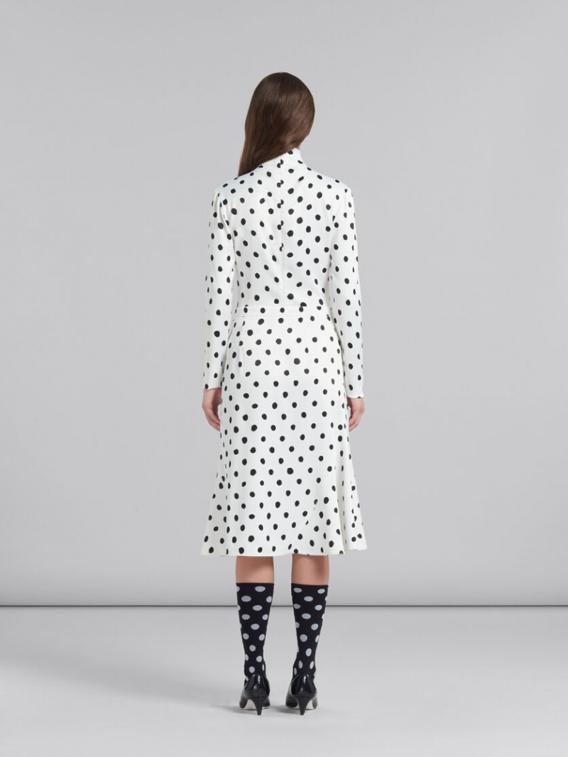 Marni Flared Satin Skirt With Polka Dots Blancos | GMXEC26510