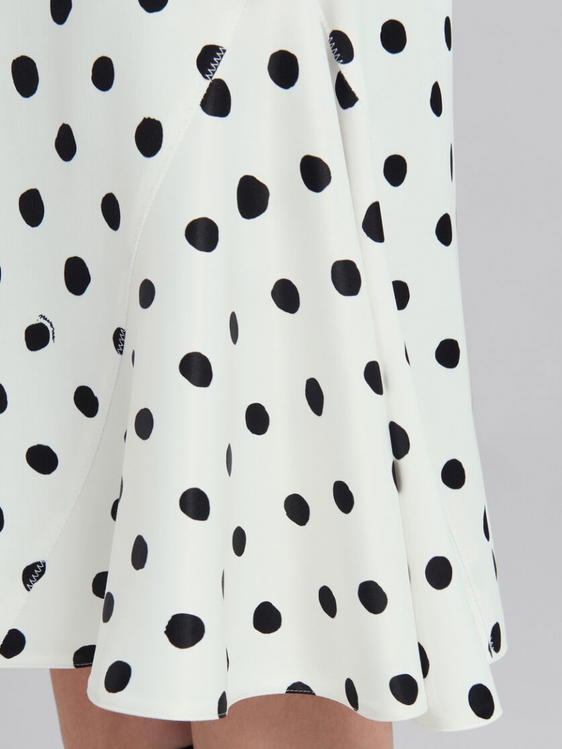 Marni Flared Satin Skirt With Polka Dots Blancos | GMXEC26510