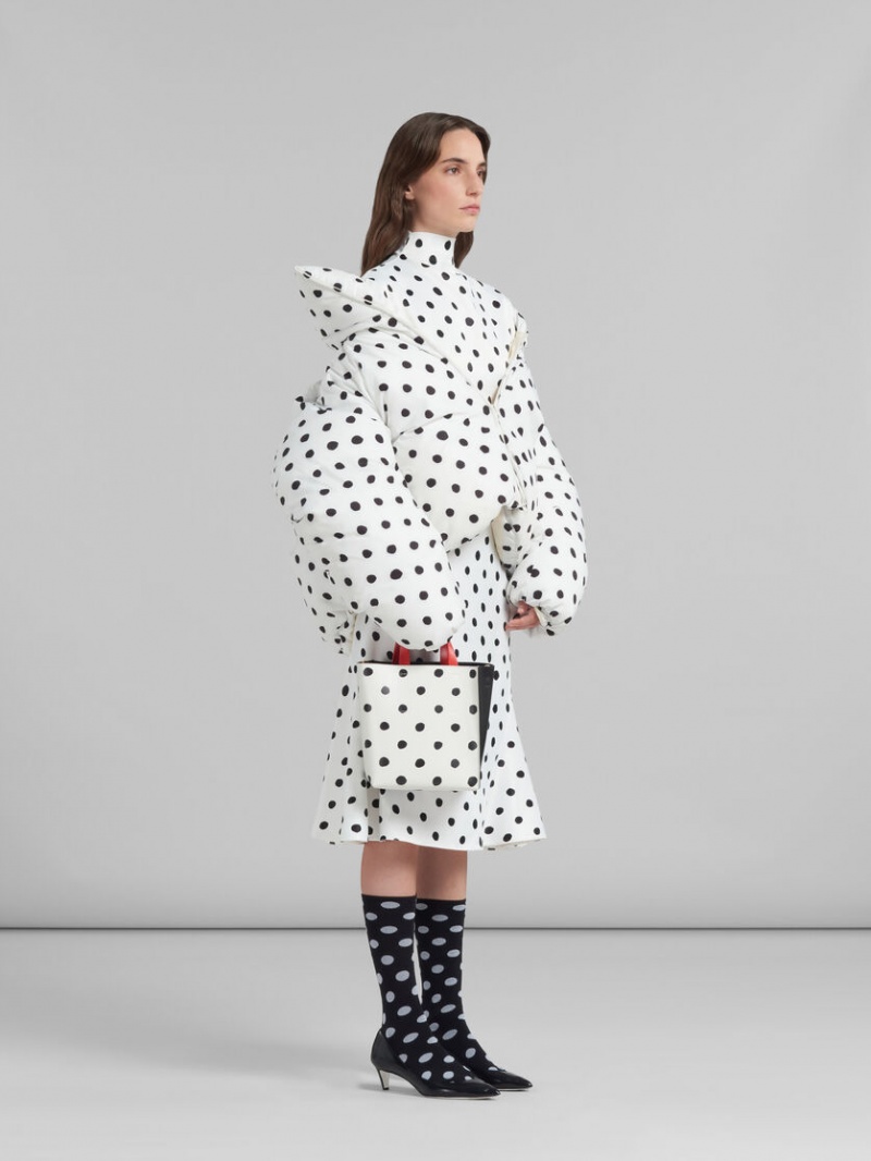 Marni Flared Satin Skirt With Polka Dots Blancos | GMXEC26510