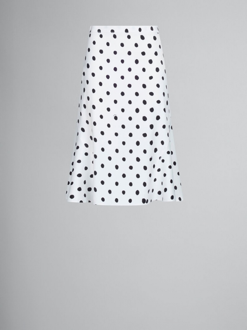 Marni Flared Satin Skirt With Polka Dots Blancos | GMXEC26510