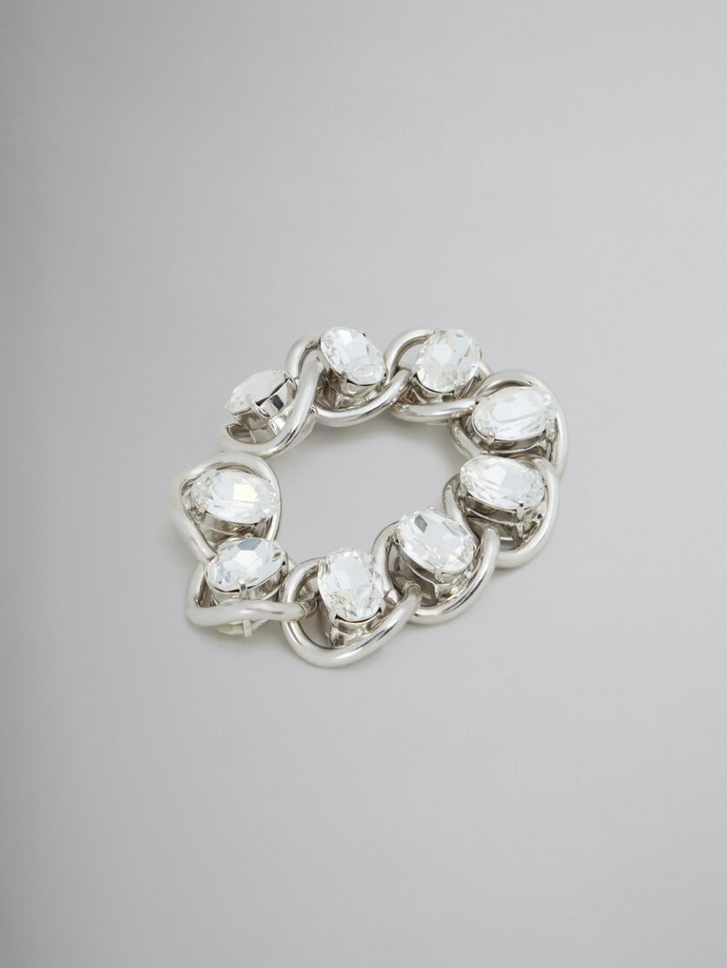 Marni Fornido Chain Bracelet With Rhinestones Plateados | ZMXNQ17553