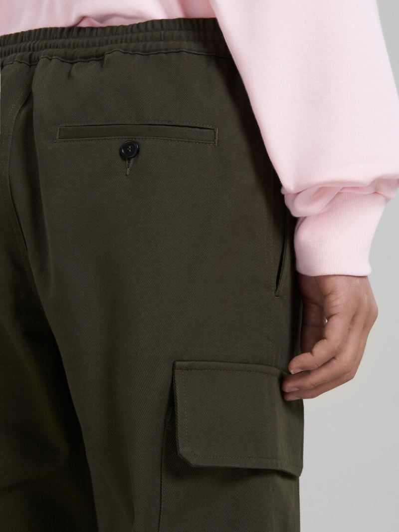 Marni Gabardine Cargo Pants With Drawstring Cintura Verdes | DMXKV88500