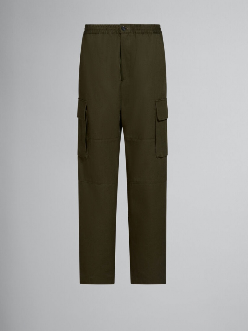 Marni Gabardine Cargo Pants With Drawstring Cintura Verdes | DMXKV88500