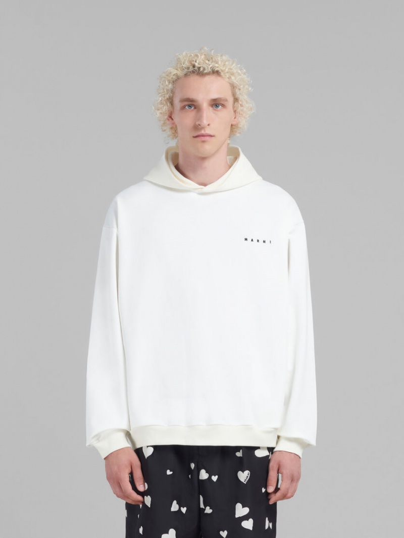 Marni Hoodie With Hearts Print Blancos | GMXUC91058