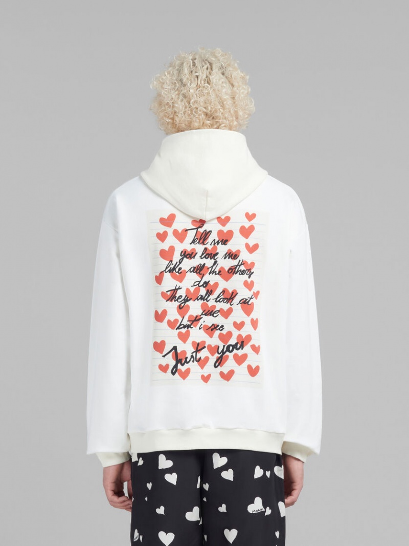 Marni Hoodie With Hearts Print Blancos | GMXUC91058