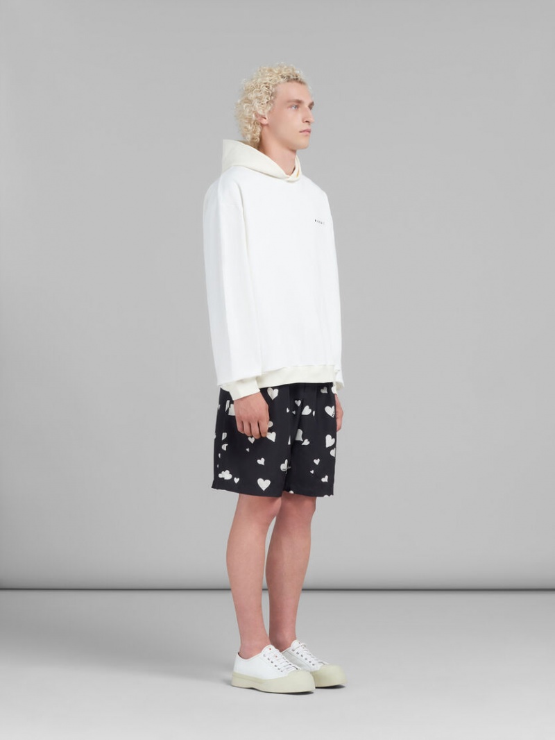 Marni Hoodie With Hearts Print Blancos | GMXUC91058