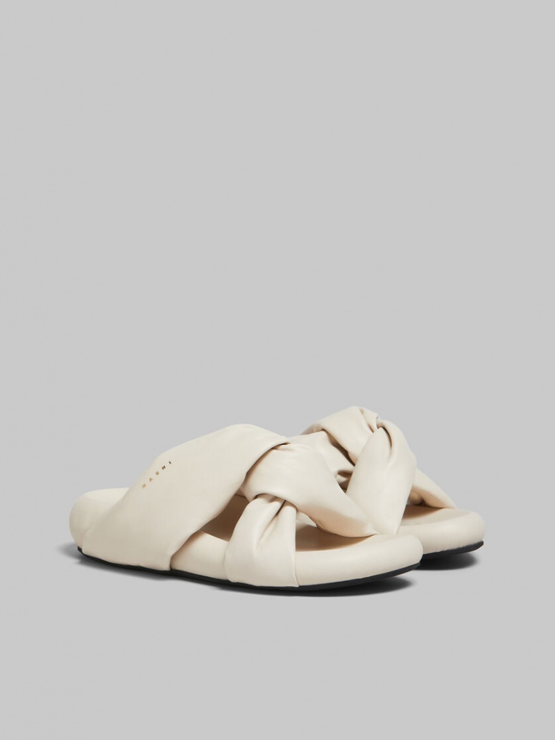 Marni Ivory Twisted Cuero Bubble Sandal Blancos | MXCIF95968