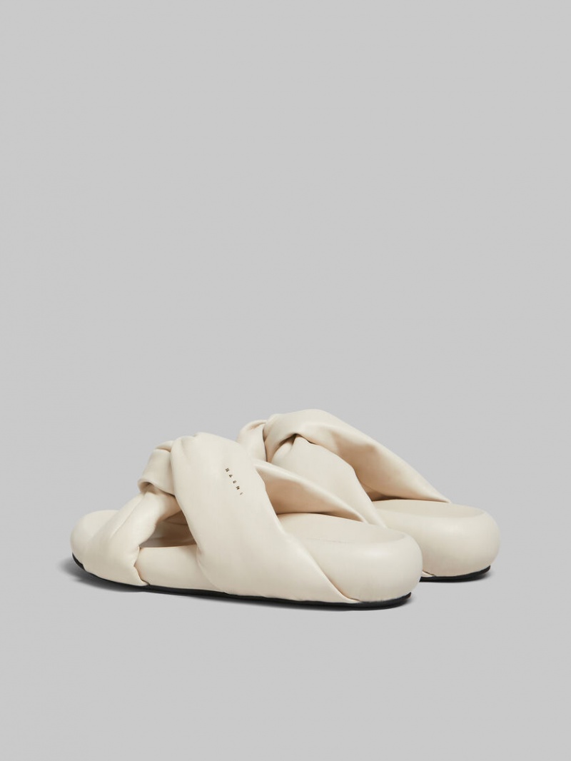 Marni Ivory Twisted Cuero Bubble Sandal Blancos | MXCIF95968