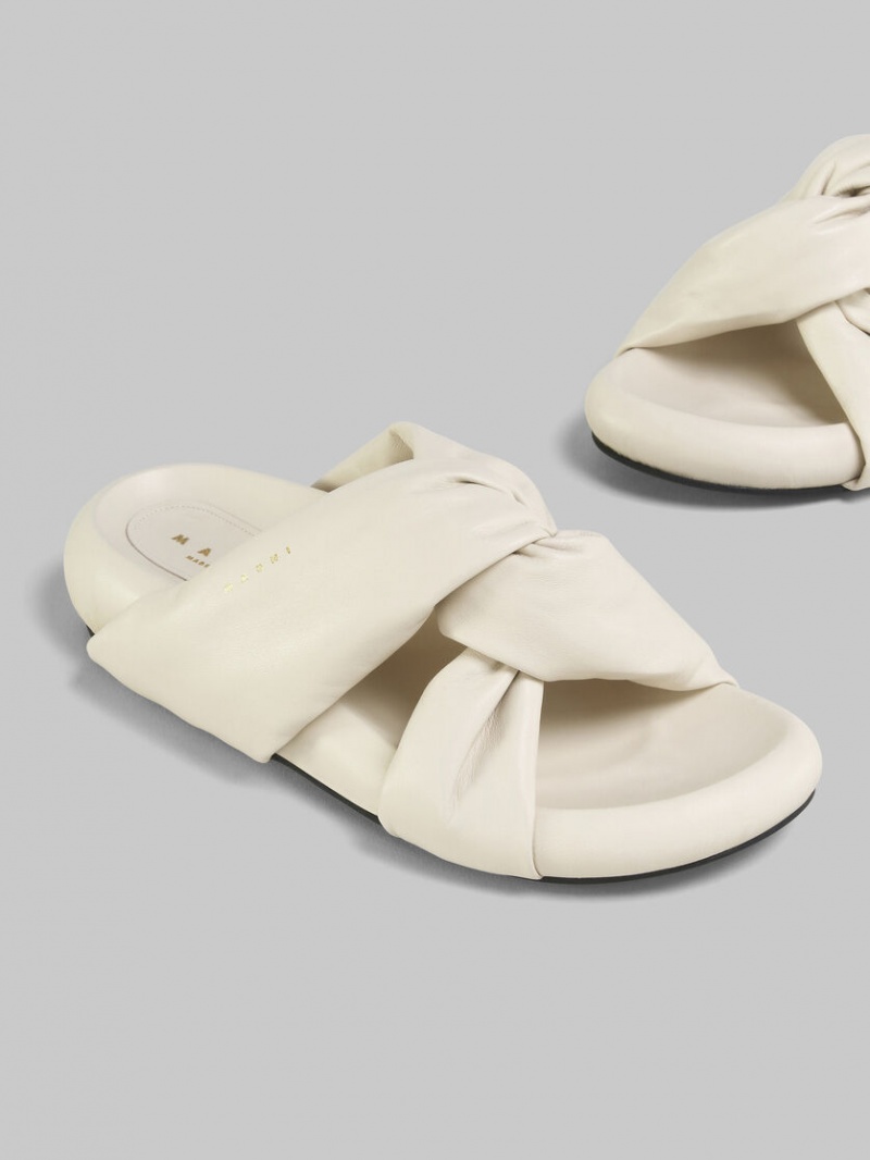 Marni Ivory Twisted Cuero Bubble Sandal Blancos | MXCIF95968