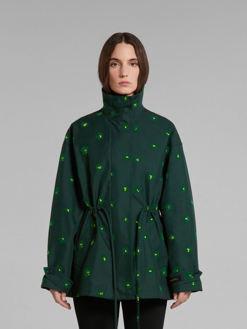 Marni Jacket With Draft Flower Print Verdes Flores | MXJBT65447