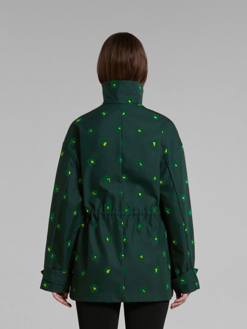 Marni Jacket With Draft Flower Print Verdes Flores | MXJBT65447