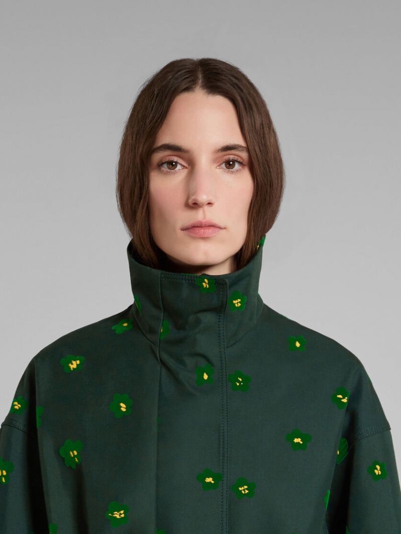 Marni Jacket With Draft Flower Print Verdes Flores | MXJBT65447