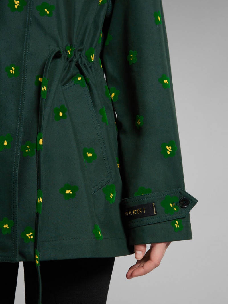 Marni Jacket With Draft Flower Print Verdes Flores | MXJBT65447