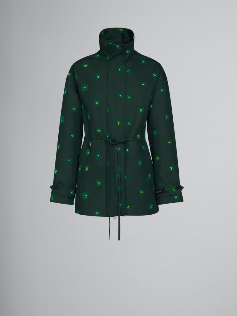 Marni Jacket With Draft Flower Print Verdes Flores | MXJBT65447