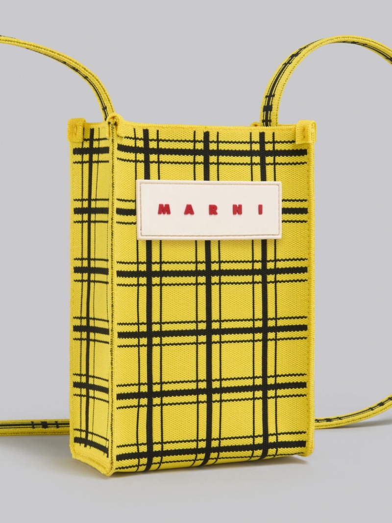 Marni Jacquard Check Mini Shoulder Bag Amarillos Negros | MXXBR26520