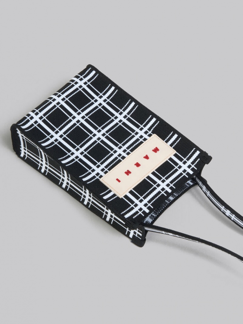 Marni Jacquard Check Mini Shoulder Bag Negros Blancos | MXXMI47383