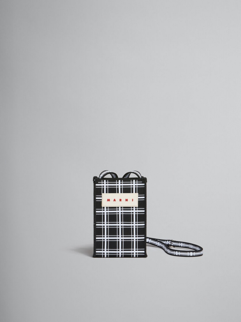 Marni Jacquard Check Mini Shoulder Bag Negros Blancos | MXXMI47383