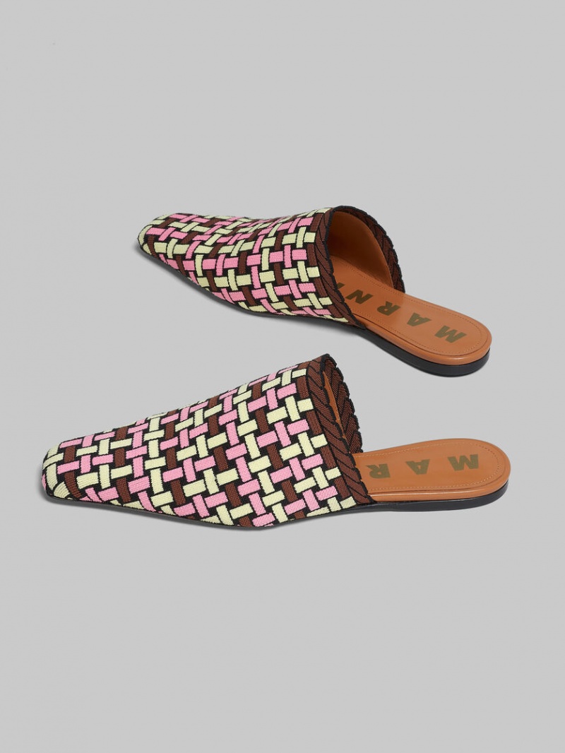 Marni Jacquard Mule Amarillos Claro Marrom Rosas | PMXER26492