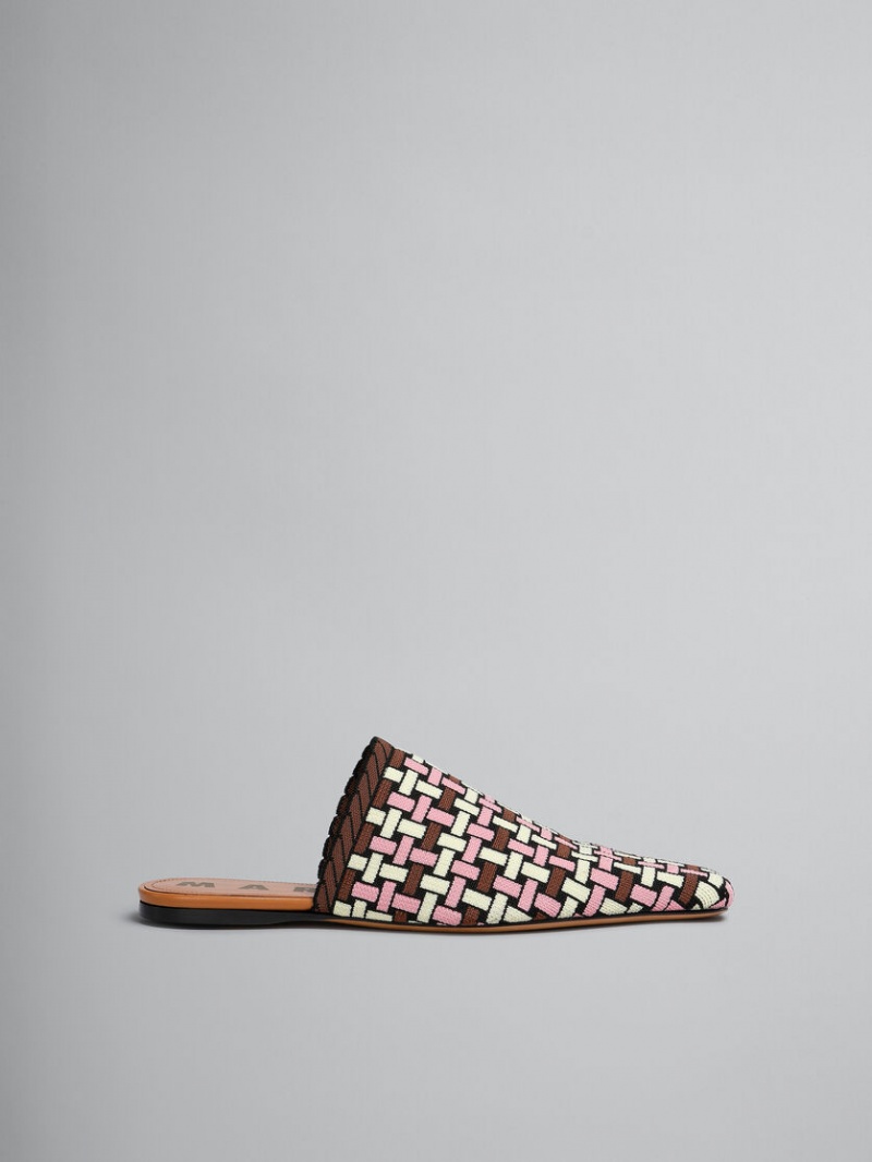 Marni Jacquard Mule Amarillos Claro Marrom Rosas | PMXER26492