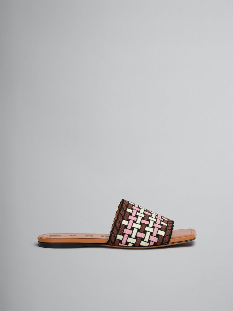 Marni Jacquard Sandal Amarillos Claro Marrom Rosas | MXXBR58218