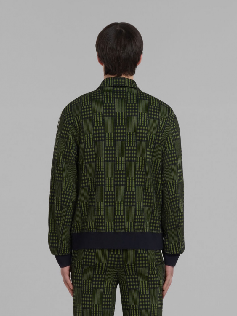 Marni Jersey Jacket With Checks And Stripes Verdes | MXXMI32150