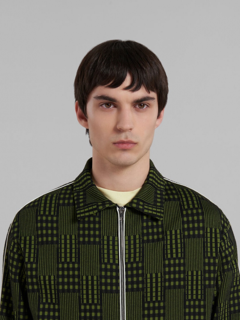 Marni Jersey Jacket With Checks And Stripes Verdes | MXXMI32150