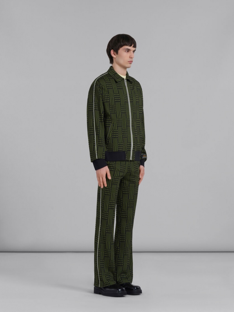 Marni Jersey Jacket With Checks And Stripes Verdes | MXXMI32150