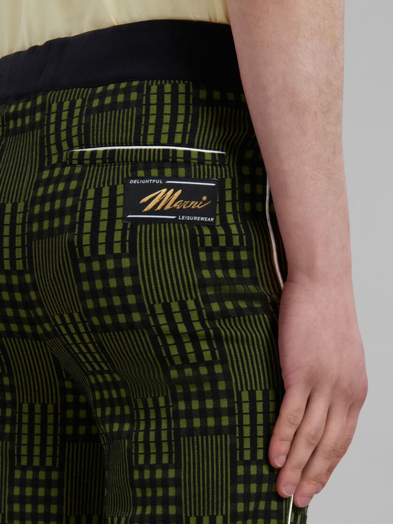 Marni Jersey Trousers With Checks And Stripes Verdes | ZMXMJ65362