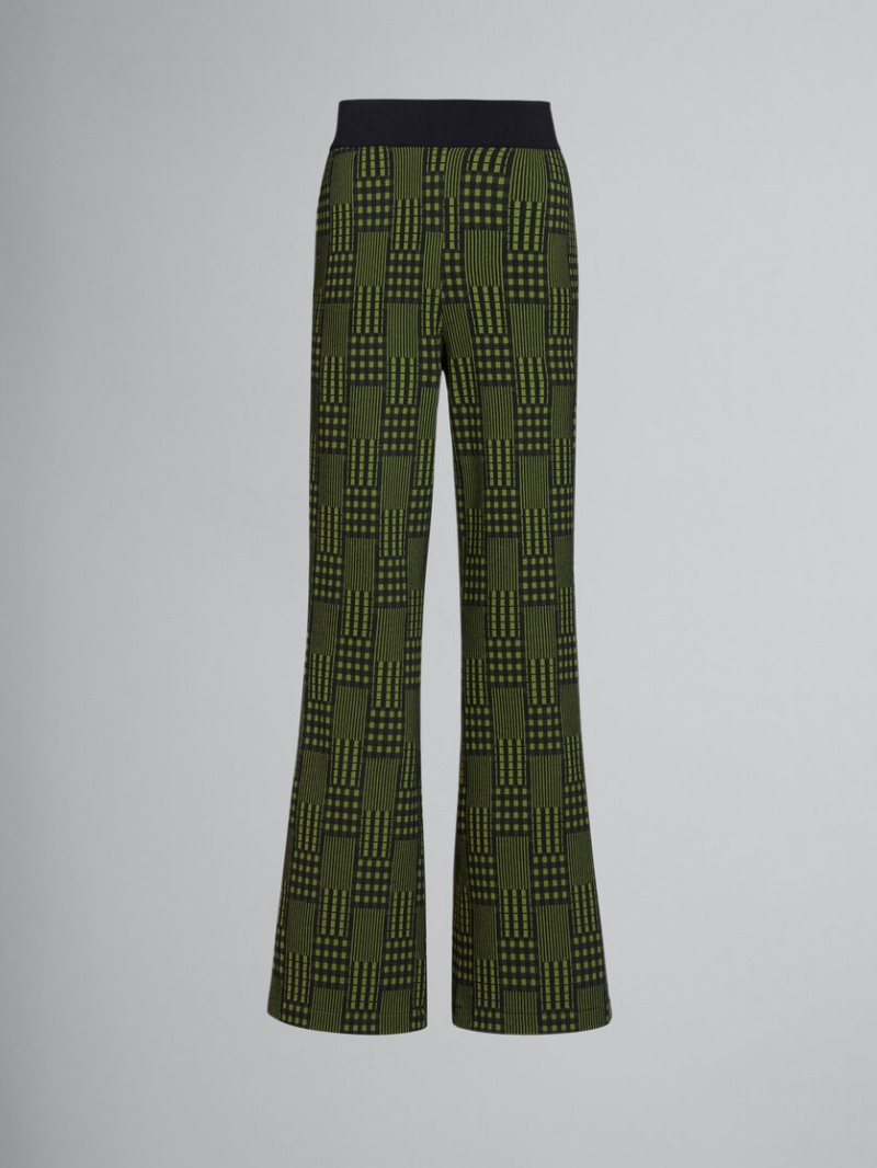 Marni Jersey Trousers With Checks And Stripes Verdes | ZMXMJ65362