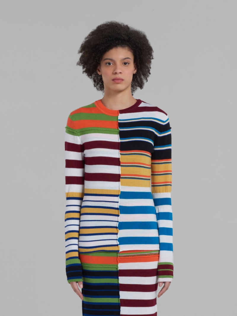 Marni Knit Sueter With Patchwork Stripes Colourful | MXICD39321