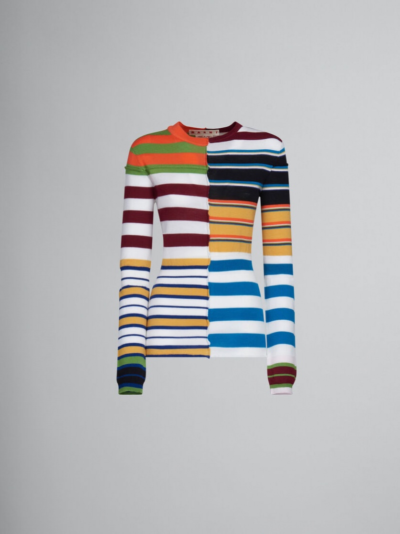 Marni Knit Sueter With Patchwork Stripes Colourful | MXICD39321