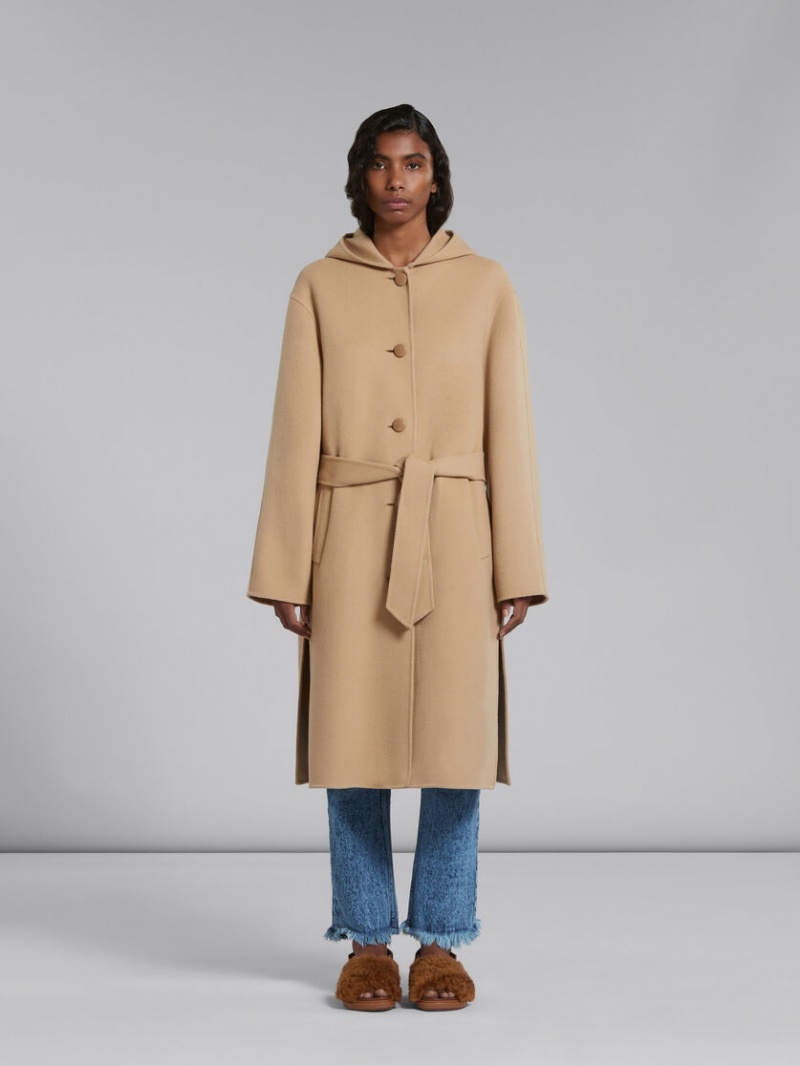 Marni Lana Coat With Cintura Belt Beige | LMXTR23560