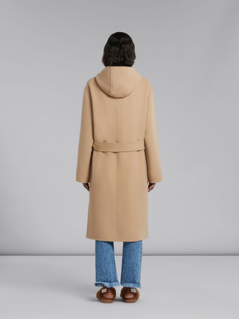 Marni Lana Coat With Cintura Belt Beige | LMXTR23560