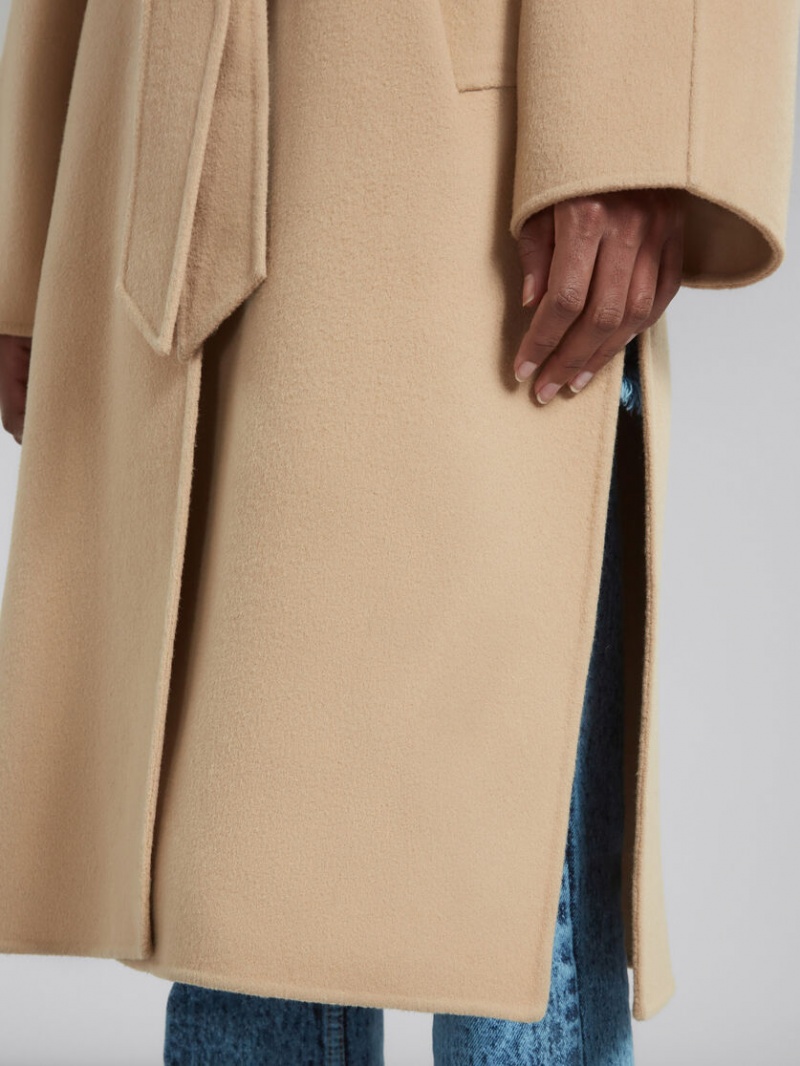 Marni Lana Coat With Cintura Belt Beige | LMXTR23560