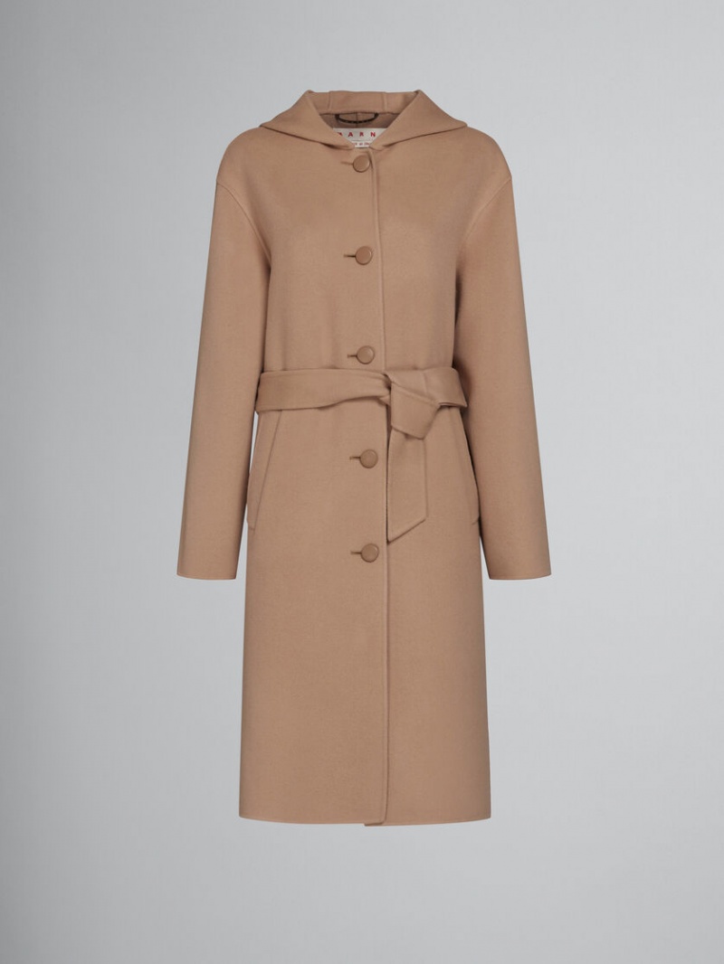 Marni Lana Coat With Cintura Belt Beige | LMXTR23560