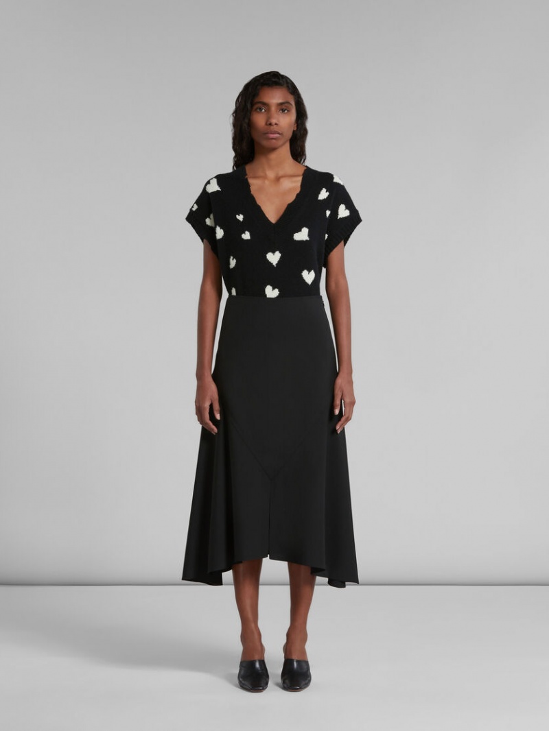 Marni Lana Skirt With Asymmetric Hem Negros | MXXMI68133