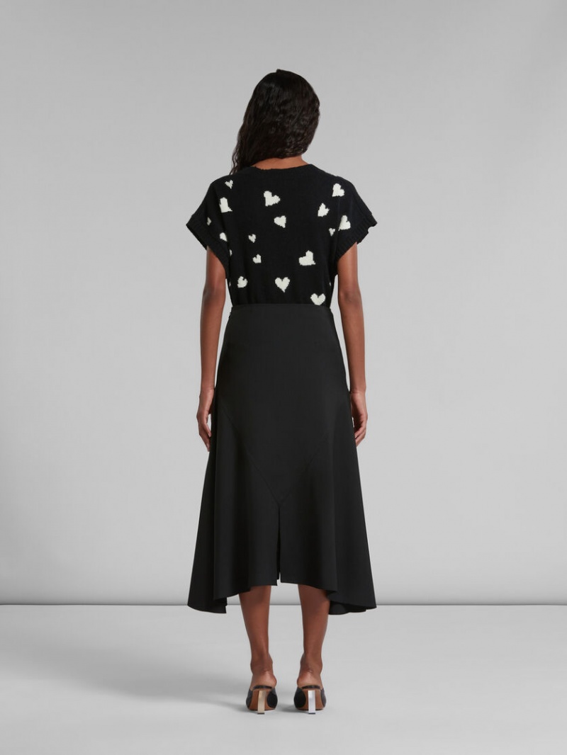 Marni Lana Skirt With Asymmetric Hem Negros | MXXMI68133