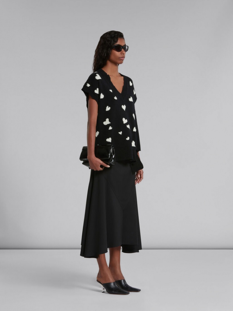 Marni Lana Skirt With Asymmetric Hem Negros | MXXMI68133