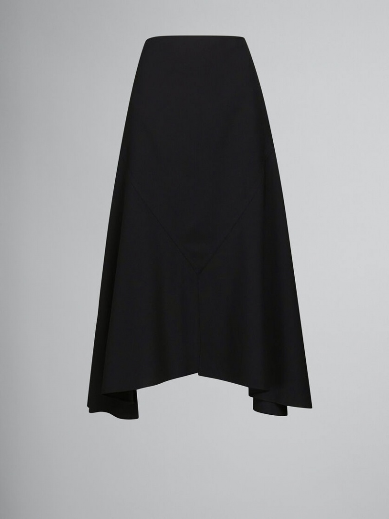 Marni Lana Skirt With Asymmetric Hem Negros | MXXMI68133